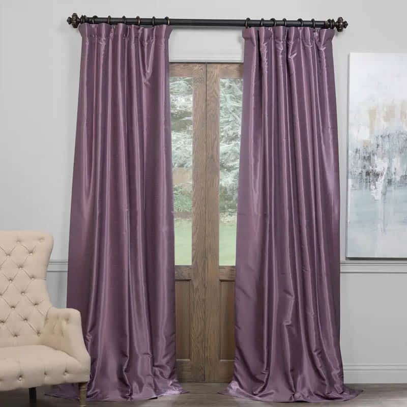 Fancy Linen 2 Panel Faux Silk Blackout Curtain