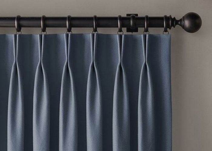 blue color pinch pleat curtains Dubai