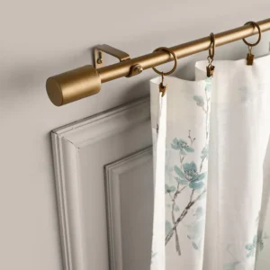 Sleekera Extendable Single Curtain Rod With Round Finial & Brackets